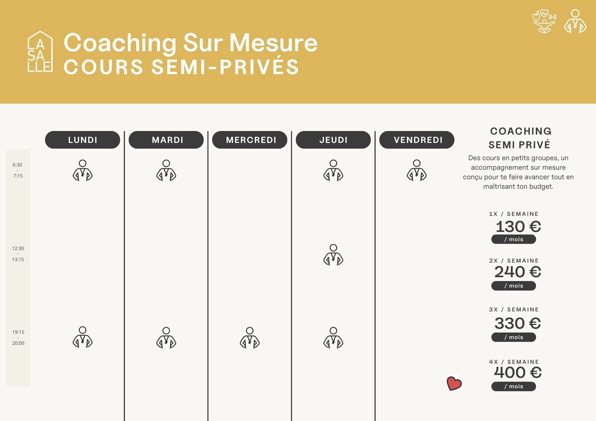 Planning coaching semi-privé - La Salle Pays de Gex